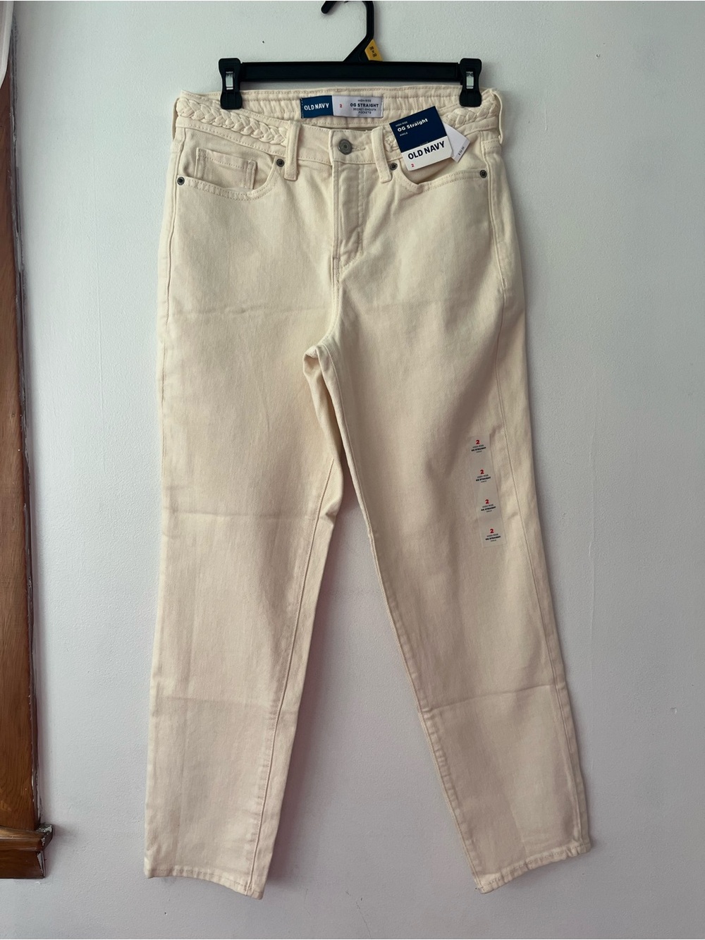 NWT Old Navy cream high rise straight ankle jeans size 2